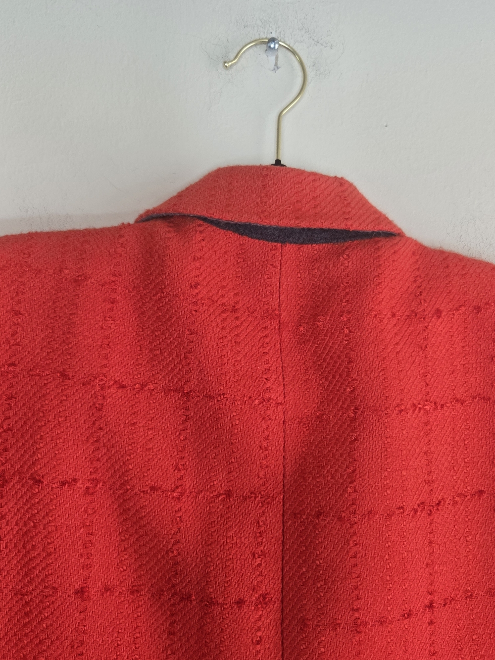 Ann Taylor Textured Plaid Double Breasted Blazer Orange Career Jacket 8 - Picture 7 of 11